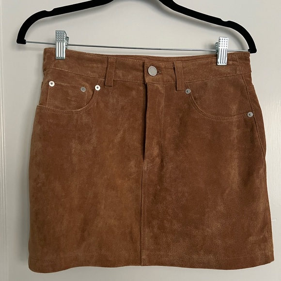 BLANK NYC Brown Suede Leather Mini Skirt - Picture 2 of 6